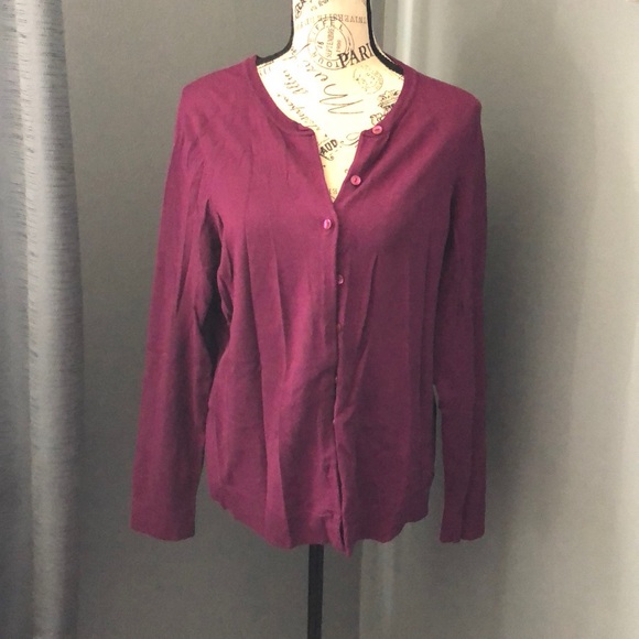Gorgeous dark plum colored button up cardigan 1X - Picture 1 of 8